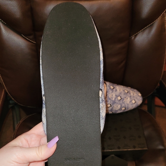 MCM Womens Vintage Blue Monogram Slides - Picture 13 of 16
